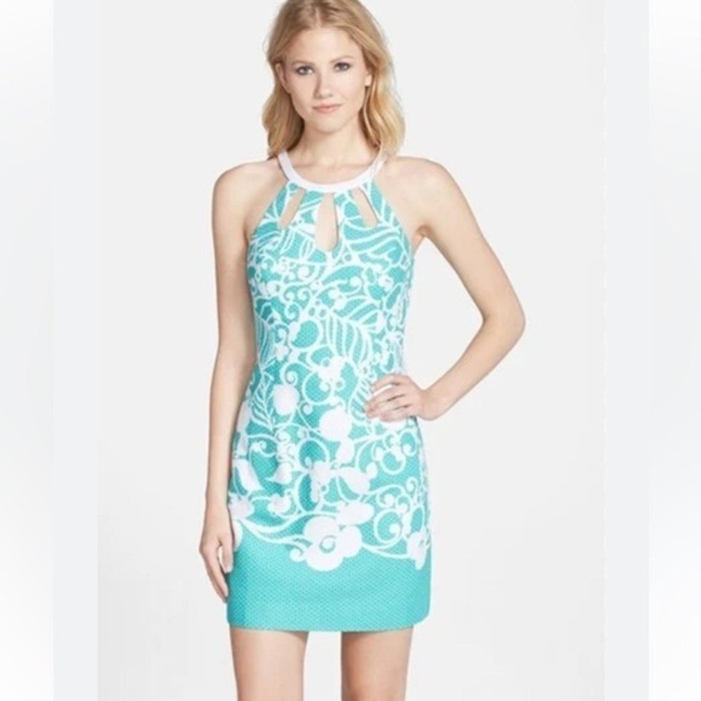 NWT Lilly Pulitzer Pearl Shift Dress Pick Up Lines sz 0 00 Cutouts Engineered